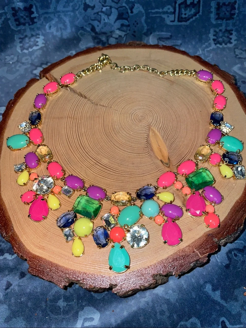 J. Crew Rainbow Candy Color Mixed Gem Statement Necklace